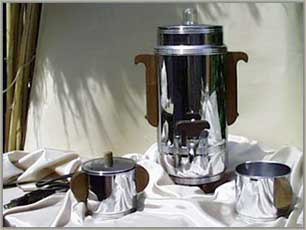 Shiny, but flawed Art Deco vintage coffee service.
