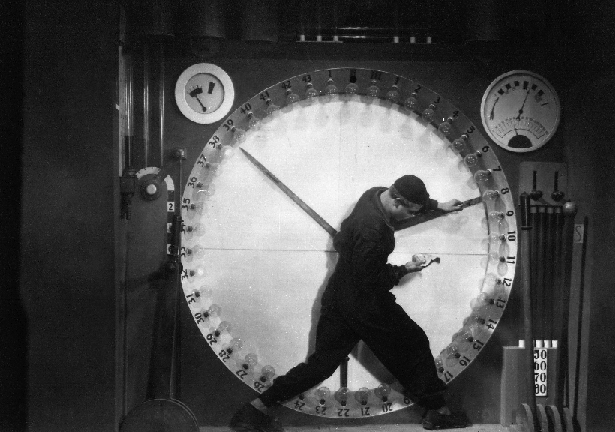 The scene in Metropolis where the man is enslaved to the clock. Why didn't we listen while we still had ears?
