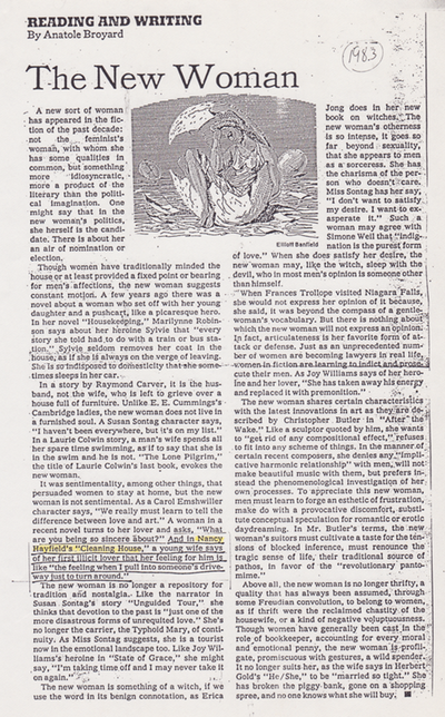 The New York Times Book Review back-page column of Anatole Broyard from 1981.