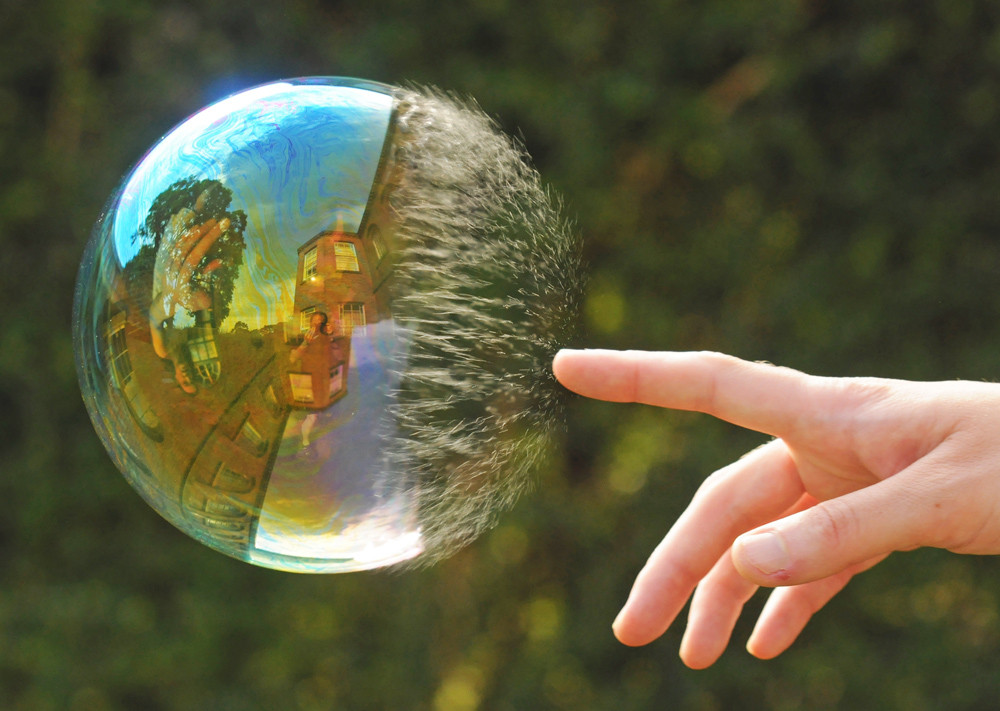 A bubble at the point of bursting.