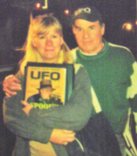 Bill and Nancy Birnes in 2004, with the Jim Marrs issue.