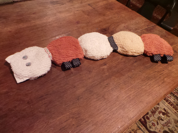 A Caterpillow scarf that I made.