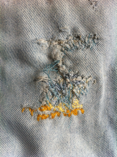 An example of my new mending technique, based on boro.