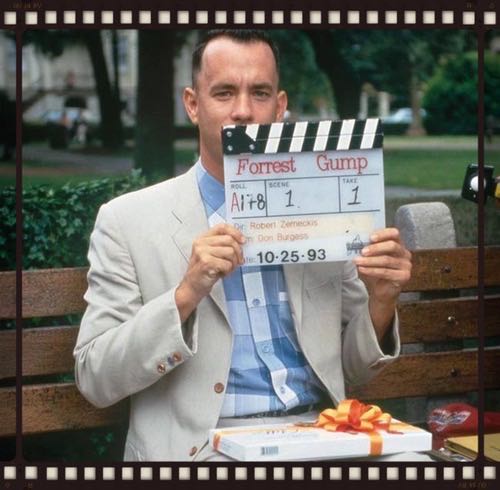 Tom Hanks gets ready to say his immortal line.