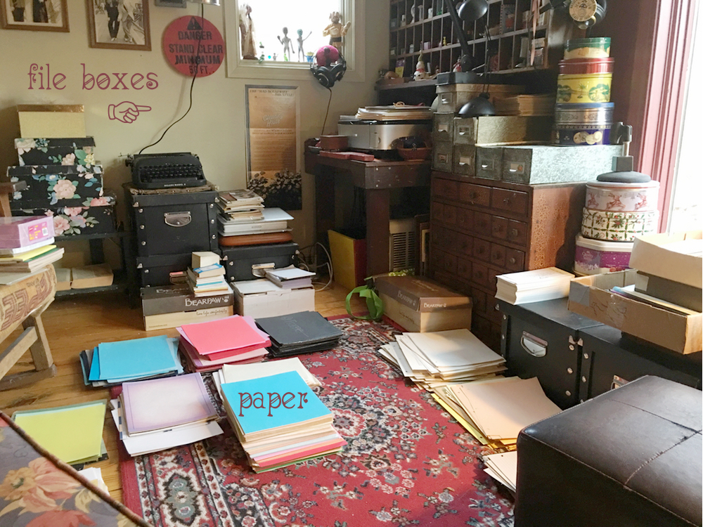 Organizing various kinds of paper. Bliss.