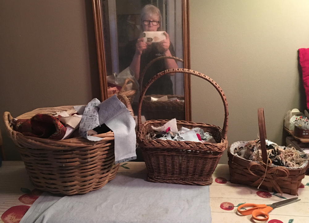 Three baskets for scraps.