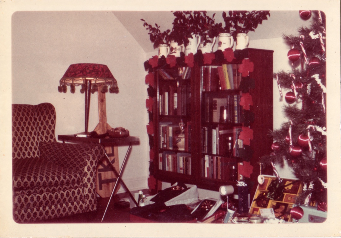 The Christmas decorations in my first apartment, 1966.