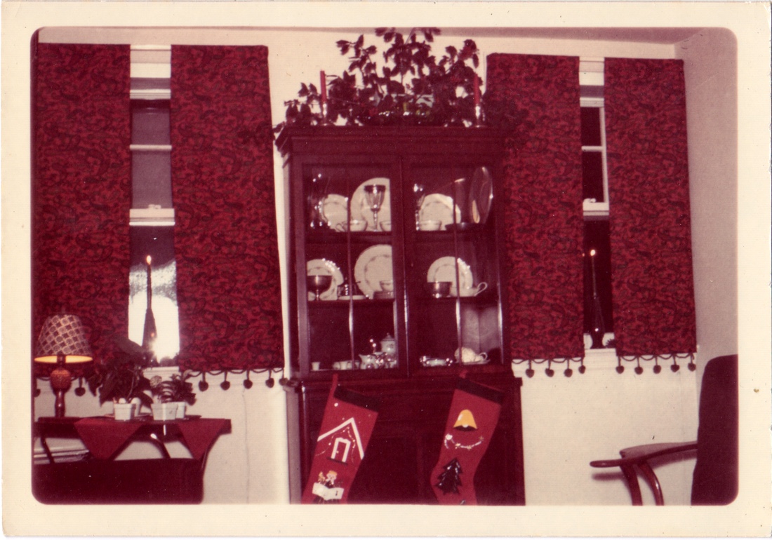 The Christmas decorations in my first apartment, 1966.