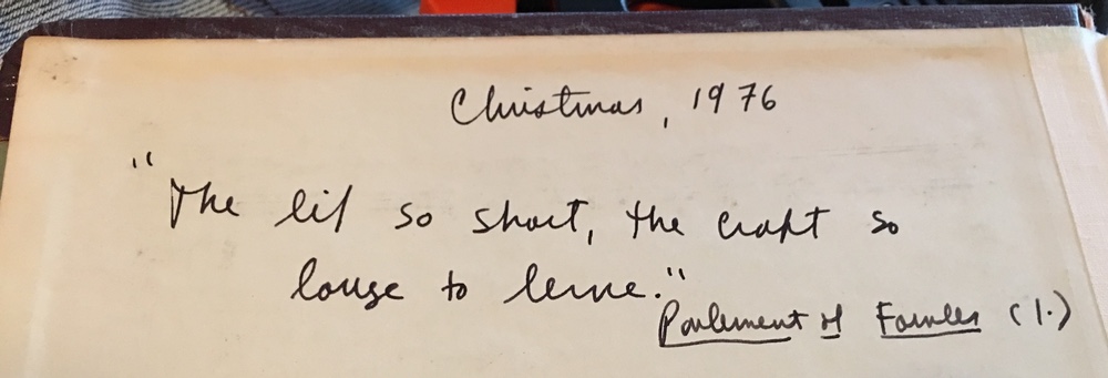 The life so short, the craft so long to learn.
